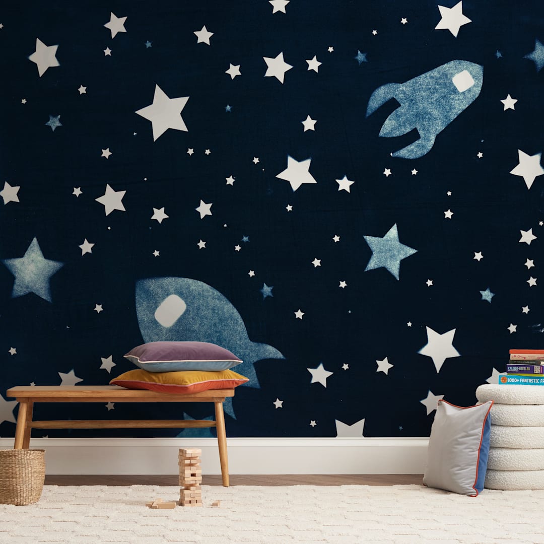 "Through space and time" - Wall Mural in White by raven erebus - In a Room