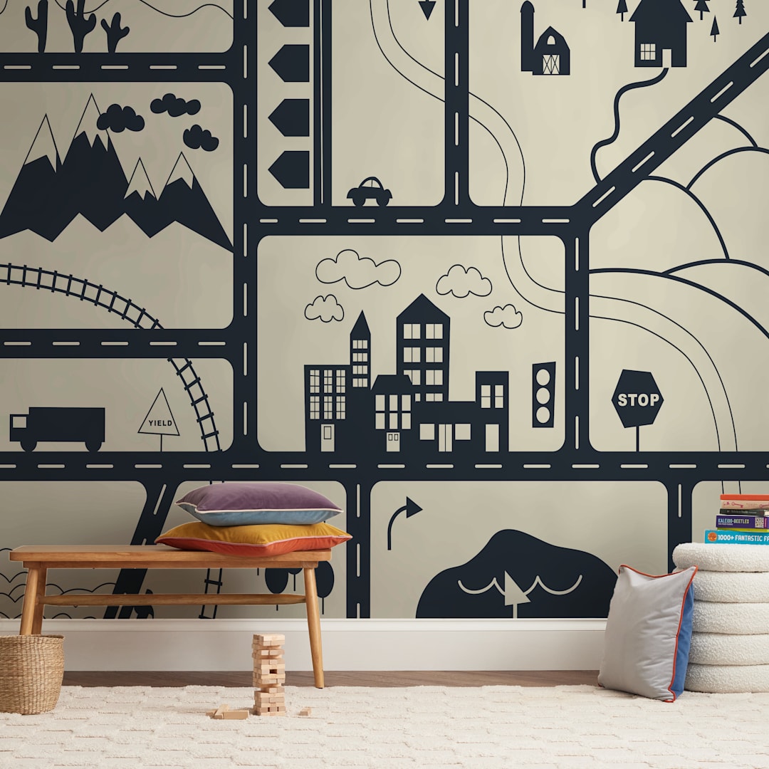 "Let's Go" - Wall Mural in White by Jen Florentine - In a Room