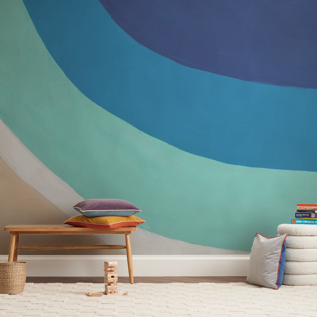 "By the Bay" - Wall Mural in White by Jenny Partrite - In a Room