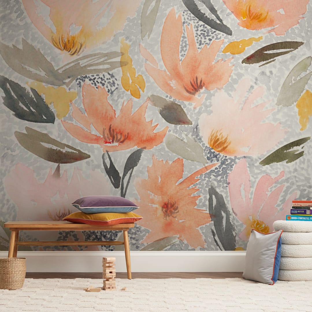 "Speckled Garden" - Wall Mural in White by Whitney Rainsdon - In a Room