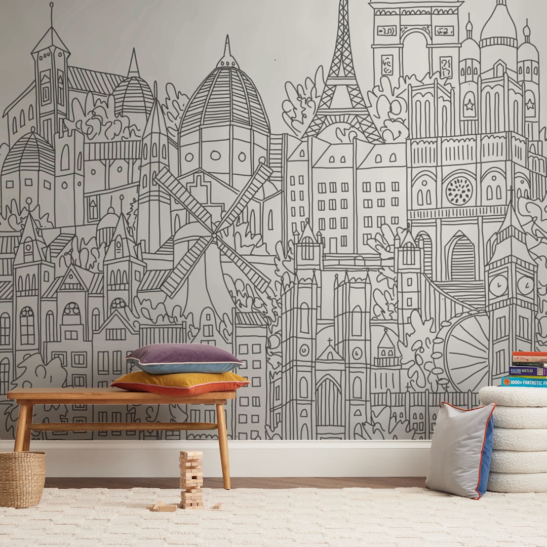"Study Abroad" - Wall Mural in White by Krissy Bengtson - In a Room