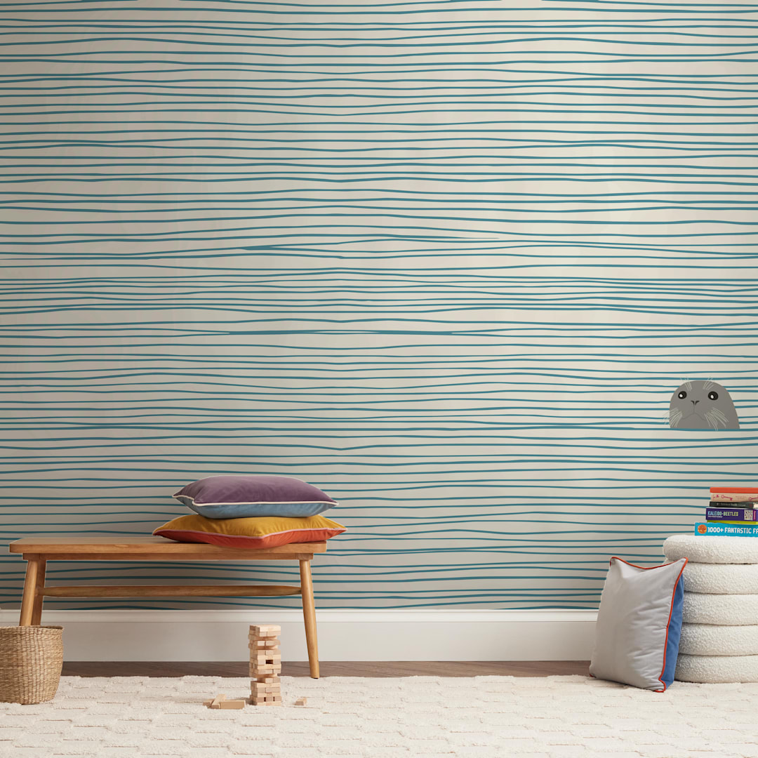 "Seal" - Wall Mural in Cream by Jorey Hurley - In a Room