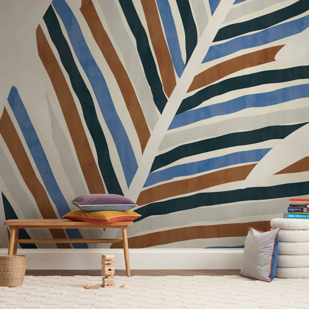 "Abstract Palm Leaf" - Wall Mural in Cinnamon by Iveta Angelova - In a Room