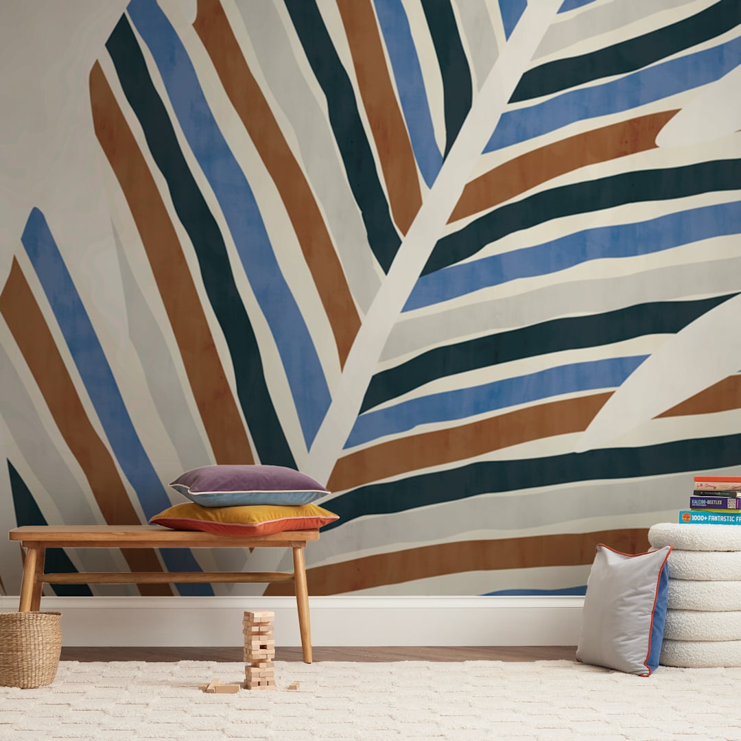 "Abstract Palm Leaf" - Wall Mural in Cinnamon by Iveta Angelova - In a Room