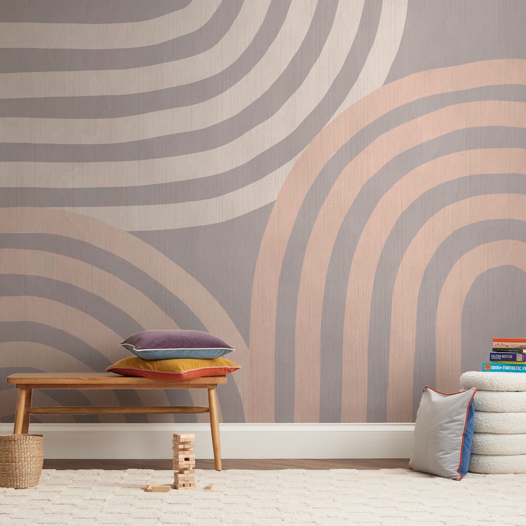 "Rainbow Connection" - Wall Mural in Pastel Purple by Dominique Vari - In a Room