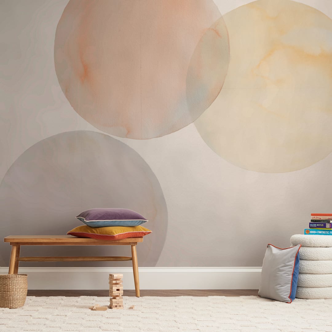 "Glow 02 - Landscape" - Wall Mural in White by jinseikou - In a Room