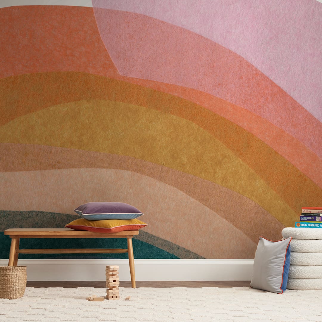 "paper rainbow" - Wall Mural in Rainbow by Carrie Moradi - In a Room