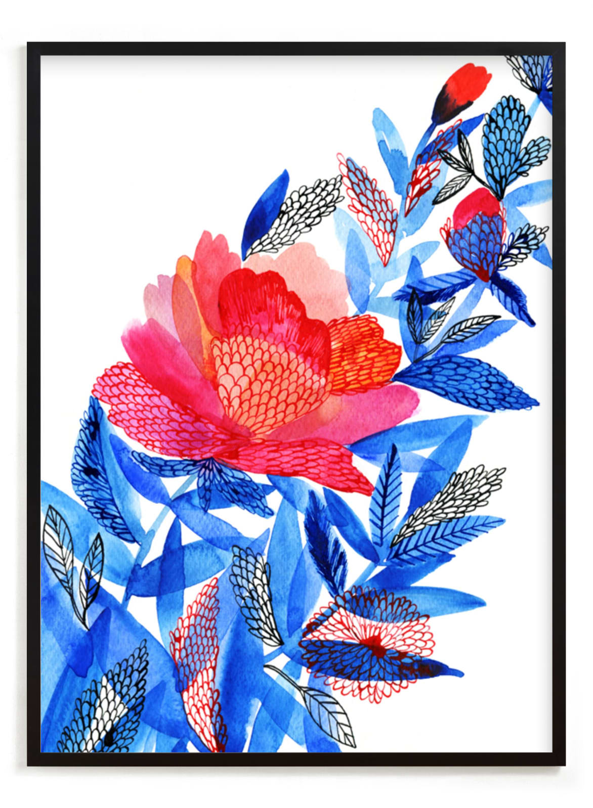 "Red flower" - Art Print by Alexandra Dzh in beautiful frame options and a variety of sizes.