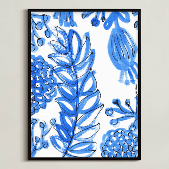 "floral" - Art Print in Vintage Blue by CAROLINA LEONI - Framed