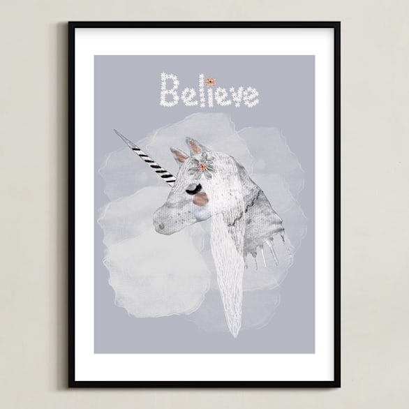 " BELIEVE " - Art Print in Misty Grey by Acadreamia Designs - Framed