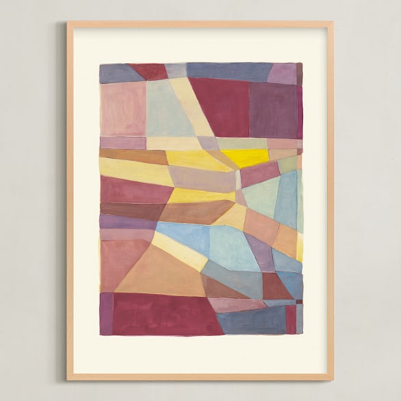 "Globe plot" - Art Print in Peach by Catilustre - Framed