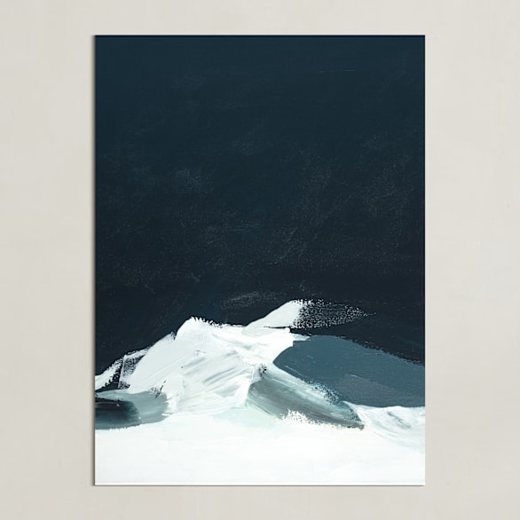 "Evening in Tahoe" - Art Print in dark navy blue by Caryn Owen - Unframed