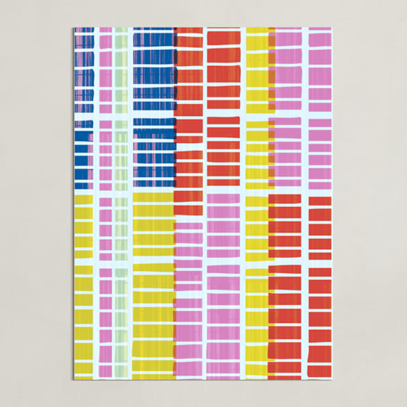 "Gridlocked" - Art Print in Lemon by Jane Colvin - Unframed