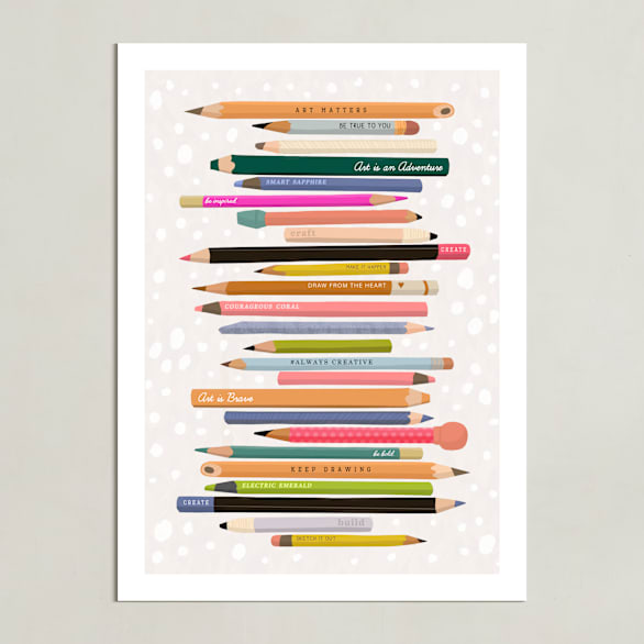 "Always Be Creative" - Art Print in Rainbow by Naava Katz - Unframed