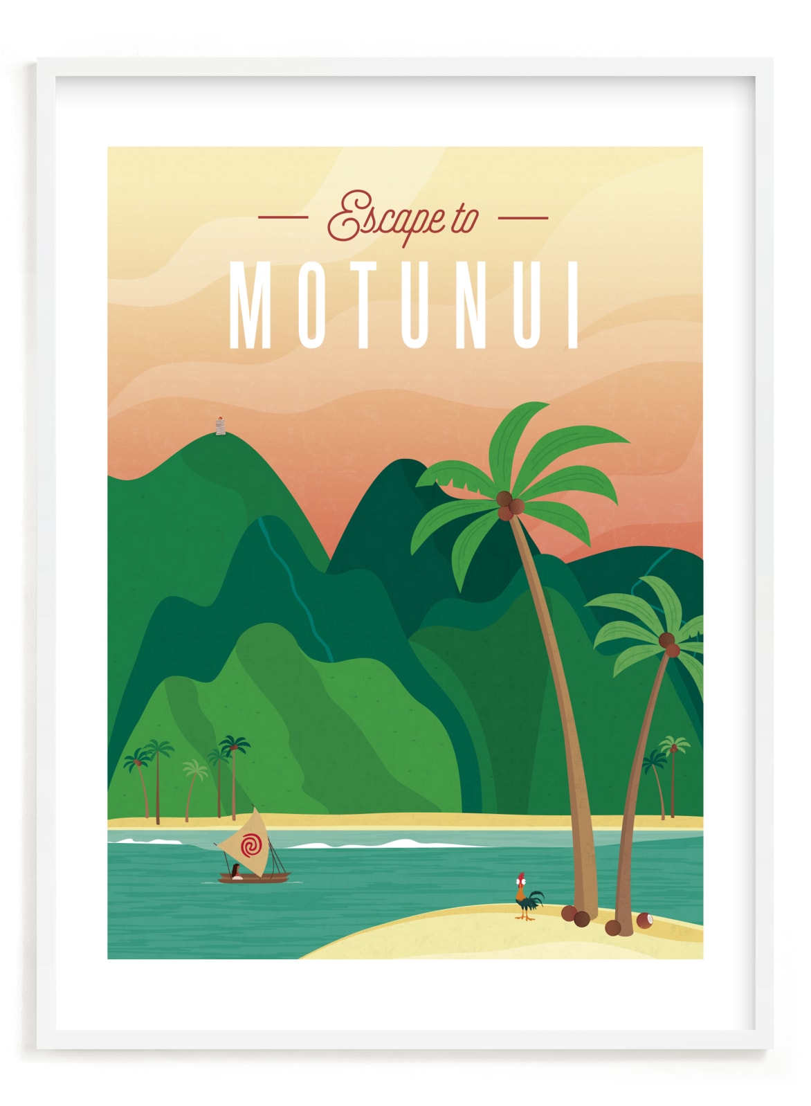 "Escape to Motunui from Disney's Moana" - Limited Edition Art Print by Erica Krystek in beautiful frame options and a variety of sizes.