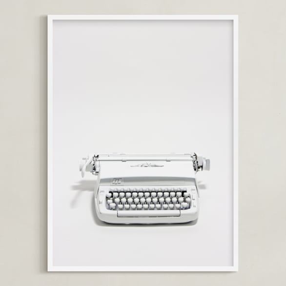 "The Typewriter" - Art Print in White on white by Cristiane - Framed