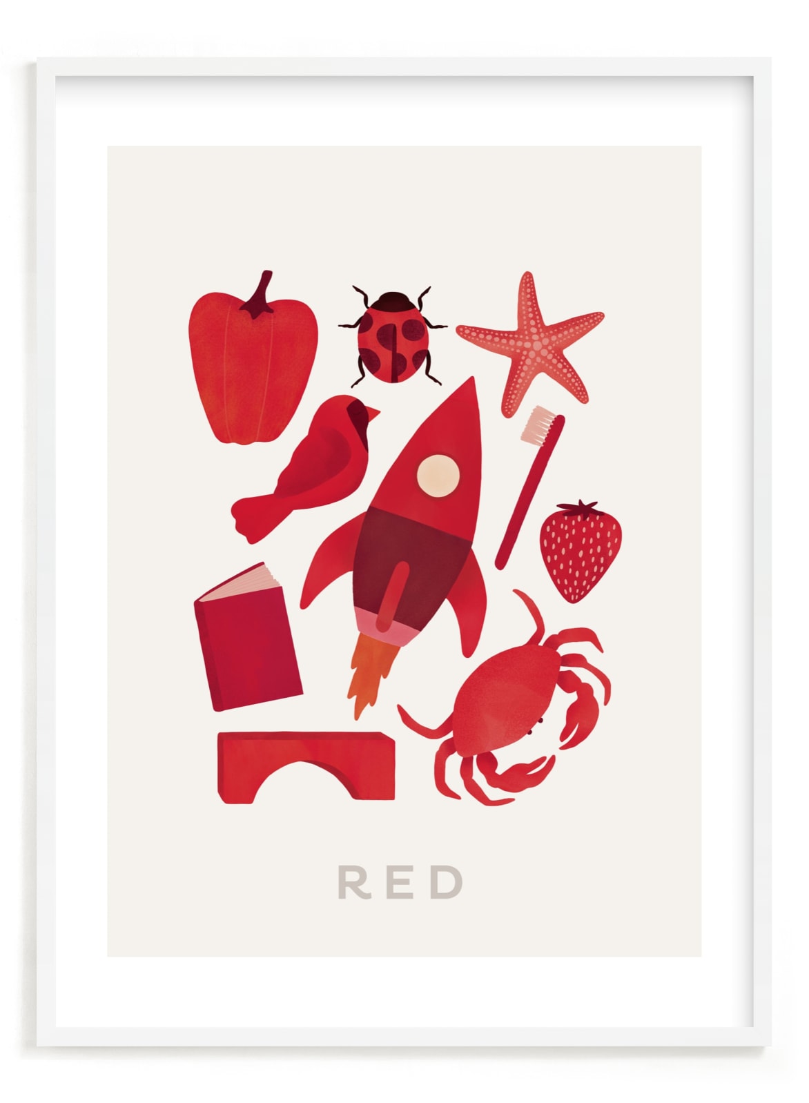 "Ten Red Things" - Limited Edition Art Print by Ana Peake in beautiful frame options and a variety of sizes.