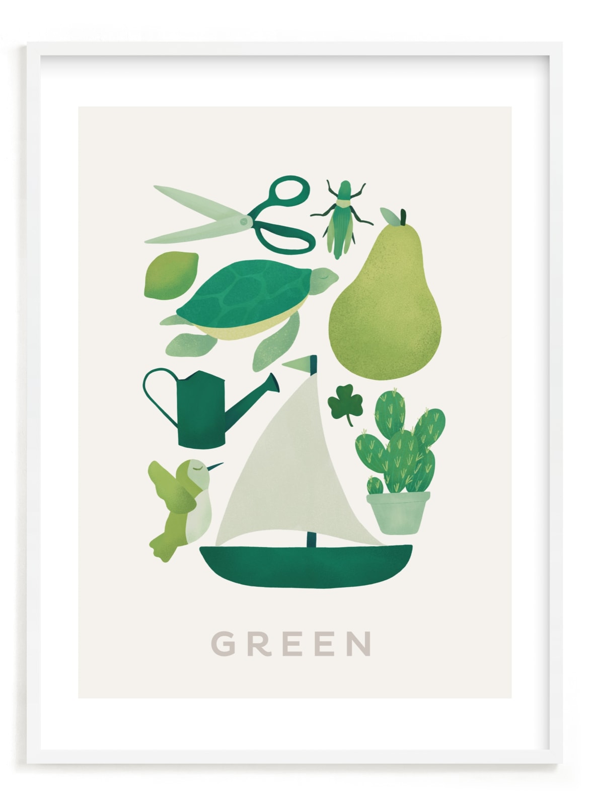 "Ten Green Things" - Limited Edition Art Print by Ana Peake in beautiful frame options and a variety of sizes.