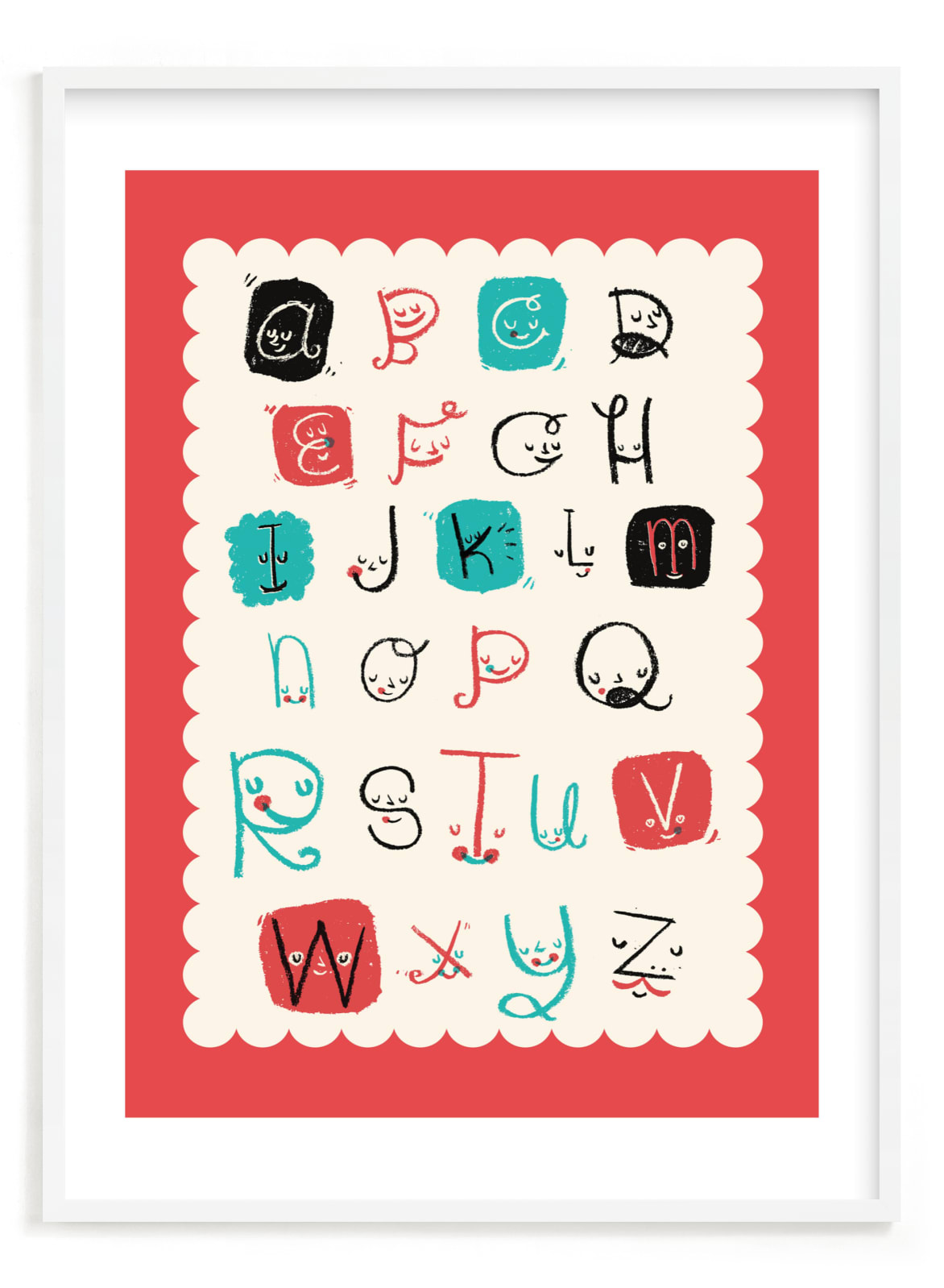 "Alphabet Friends" - Limited Edition Art Print by ERAY in beautiful frame options and a variety of sizes.