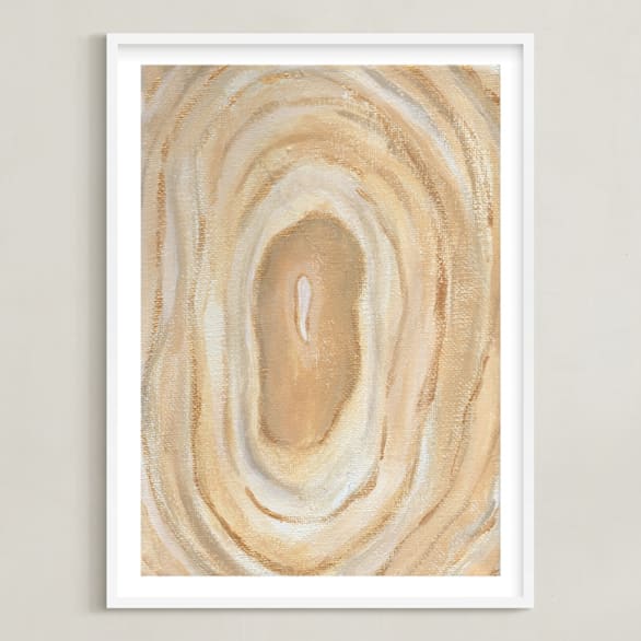 "Gold Agate" - Art Print in Beige by Rebecca Pollard - Framed