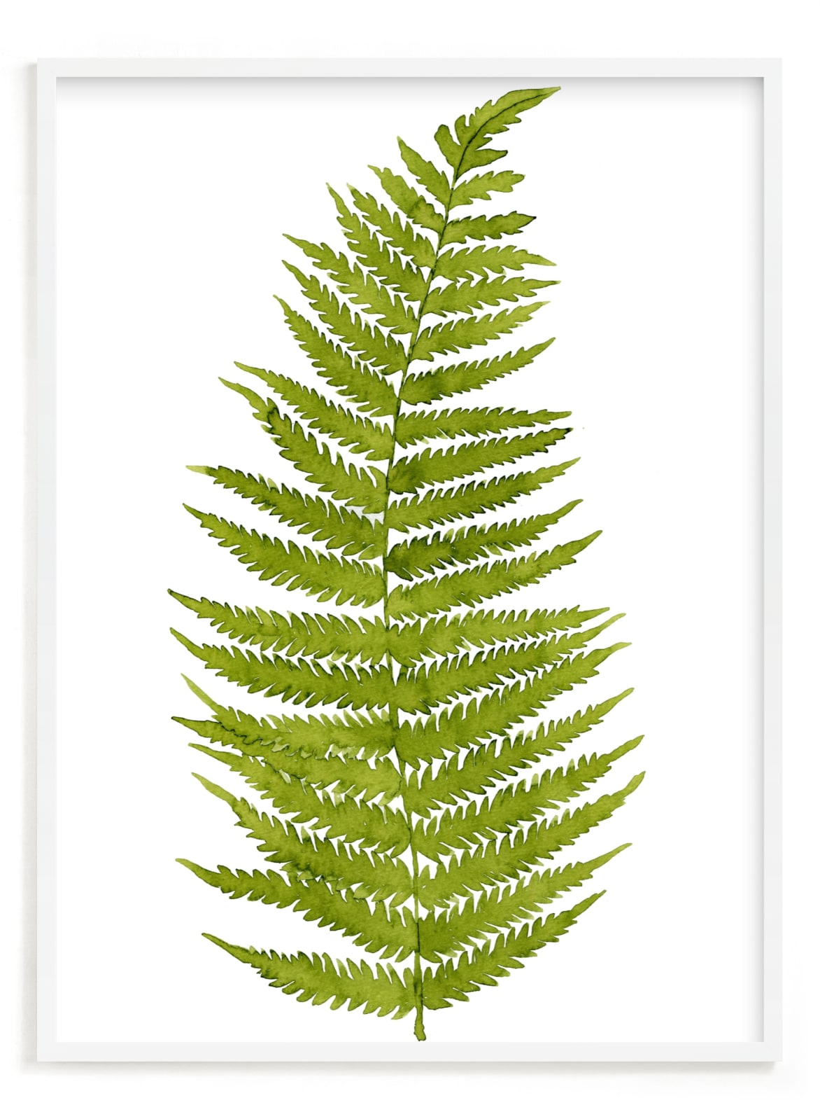 "Grass Green Watercolor Fern Leaf" - Art Print by Helga Wigandt in beautiful frame options and a variety of sizes.