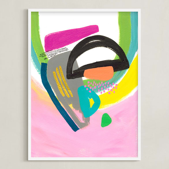 "In the Perfect Mood" - Art Print in Cotton Candy Pink by Jennifer McCully - Framed