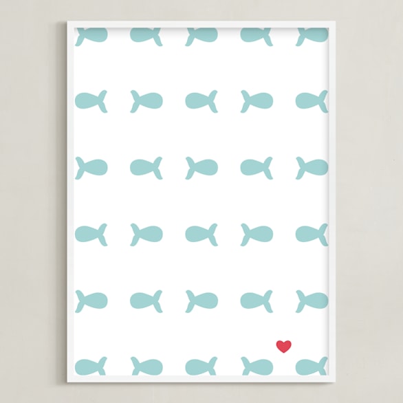 "The Only Fish For Me" - Art Print in Tropical Sea by Ling Wang - Framed