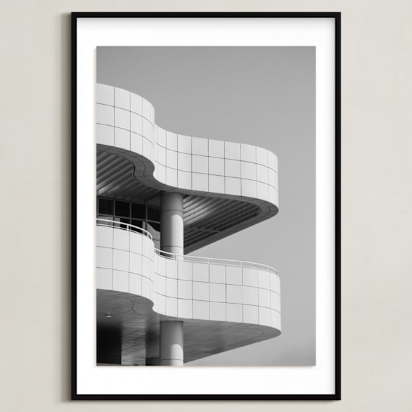 "Curves and Squares 1" - Art Print in Black & White by lulu and isabelle - Framed