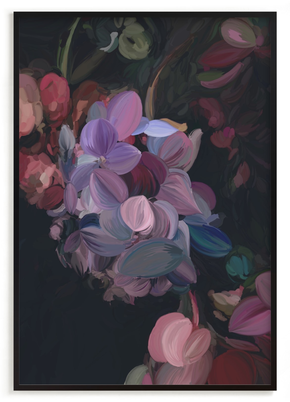 "Midnight Petals" - Limited Edition Art Print by Amy Hall in beautiful frame options and a variety of sizes.