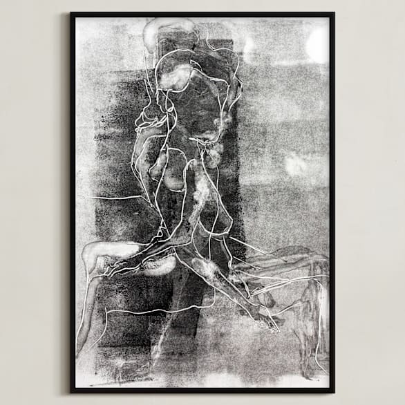 "Figure on Figure" - Art Print in Noir by Allison Belolan - Framed
