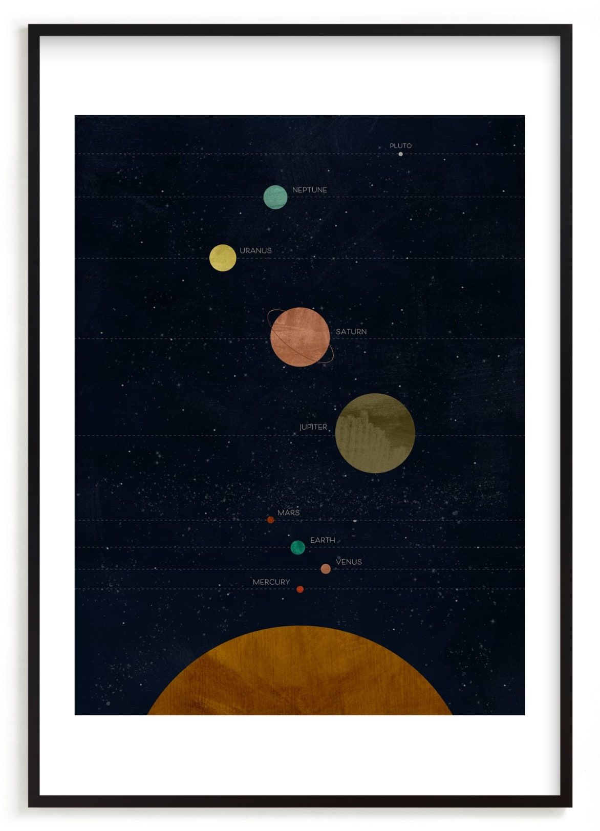 "Modern Solar System" by Field and Sky in beautiful frame options and a variety of sizes.