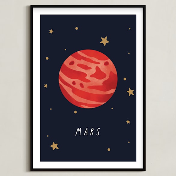 "Solar System VI (Mars)" - Art Print in Night by Elly - Framed