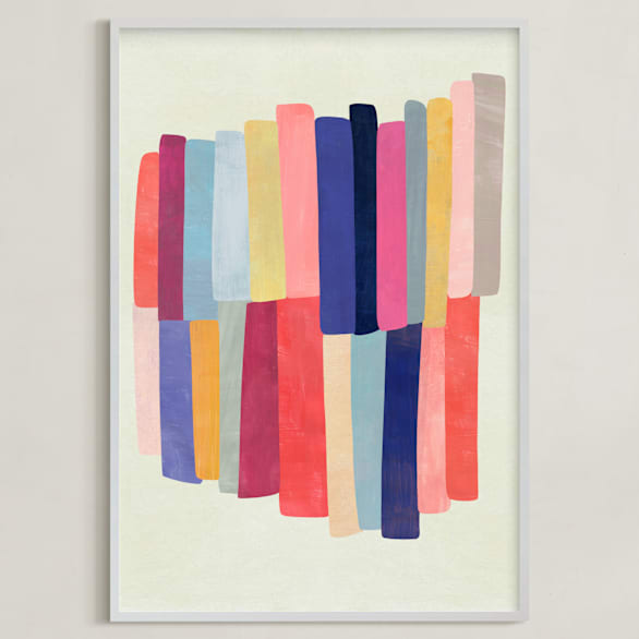 "Barred" - Art Print in White by melanie mikecz - Framed