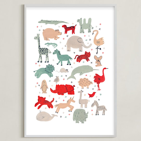 "anim-alphabet" - Art Print in cardinal by Sarah York - Framed