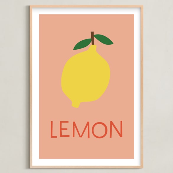 "fruit II" - Art Print in Salmon by Ellen Schlegelmilch - Framed