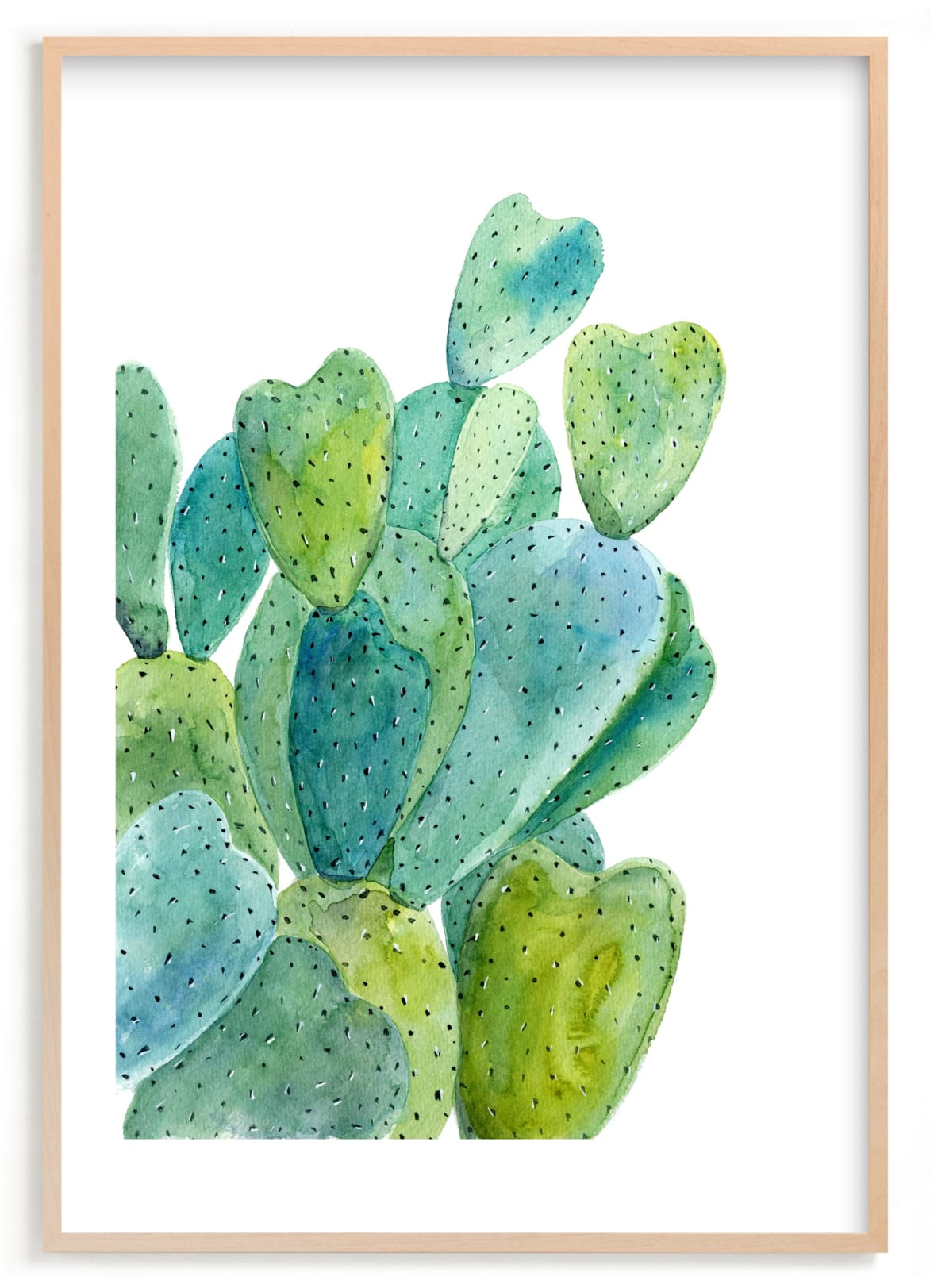 "Cacti" - Art Print in Cactus green by Alexandra Dzh - Framed