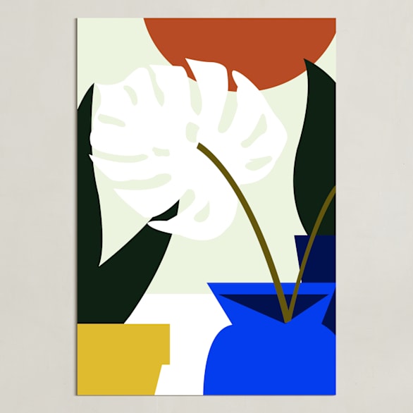 "Tropical Elements" - Art Print in Terracotta Blue by Jenna Skead - Unframed