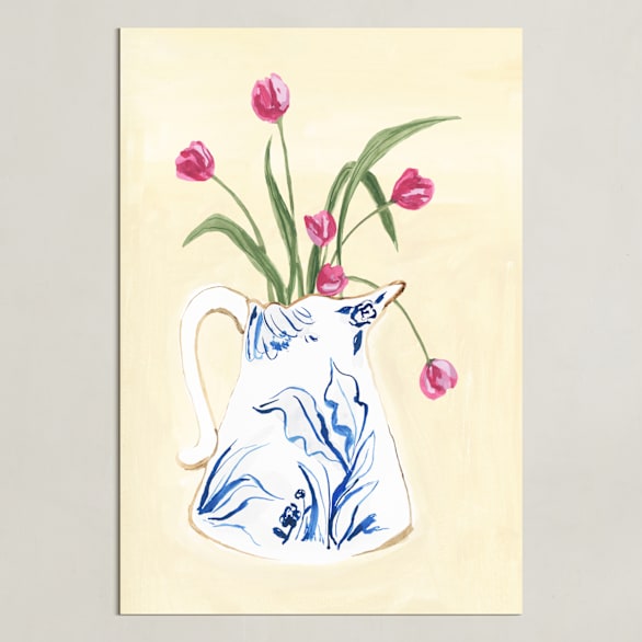"Toile Blooms 2" - Art Print in Vanilla by Teju Reval - Unframed