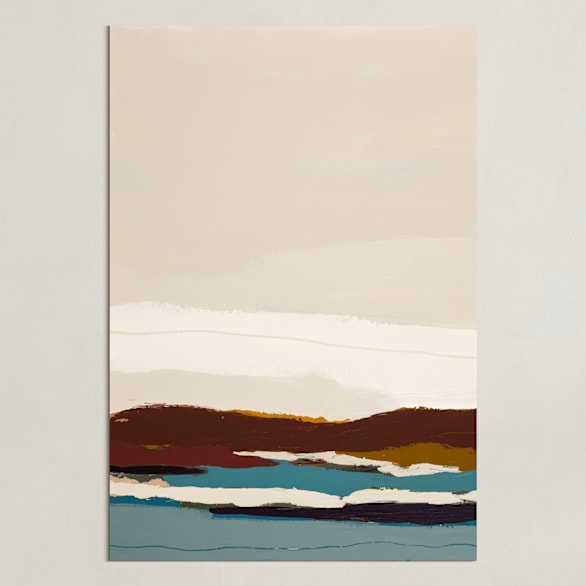 "Burgundy Seascape Diptych 2" - Art Print in Burgundy by Caryn Owen - Unframed