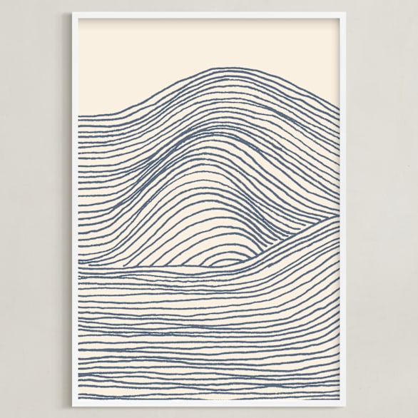 "Rolling Waves I" - Art Print in Deep Ocean by Jayne Alfieri - Framed
