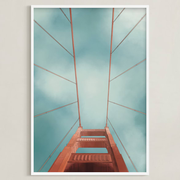 "San Francisco Golden Gate Bridge" - Art Print in Slate Blue by Lauren Cheng - Framed