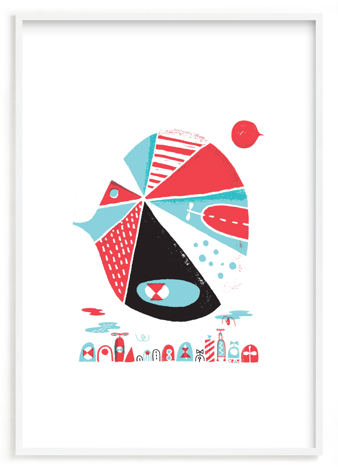 "Glink Glunk" - Art Print in Cherry by ERAY - Framed