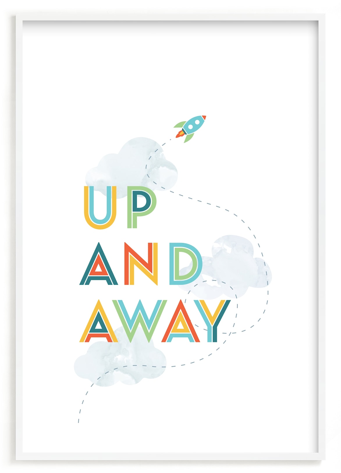 "Up and away rocket" by Pixel and Hank in beautiful frame options and a variety of sizes.