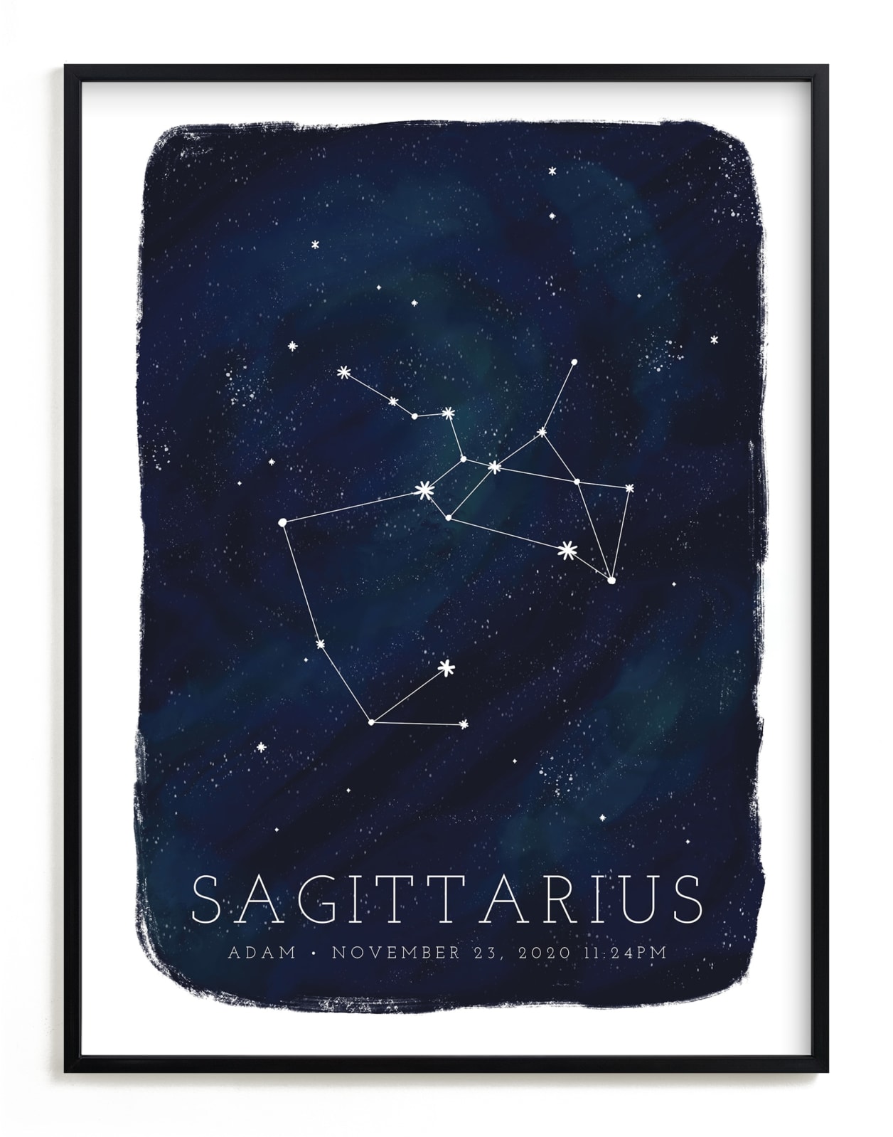 "Zodiac Constellation Sagittarius" - Personalized Art Print in Galaxy by Ashley Presutti Beasley - Framed
