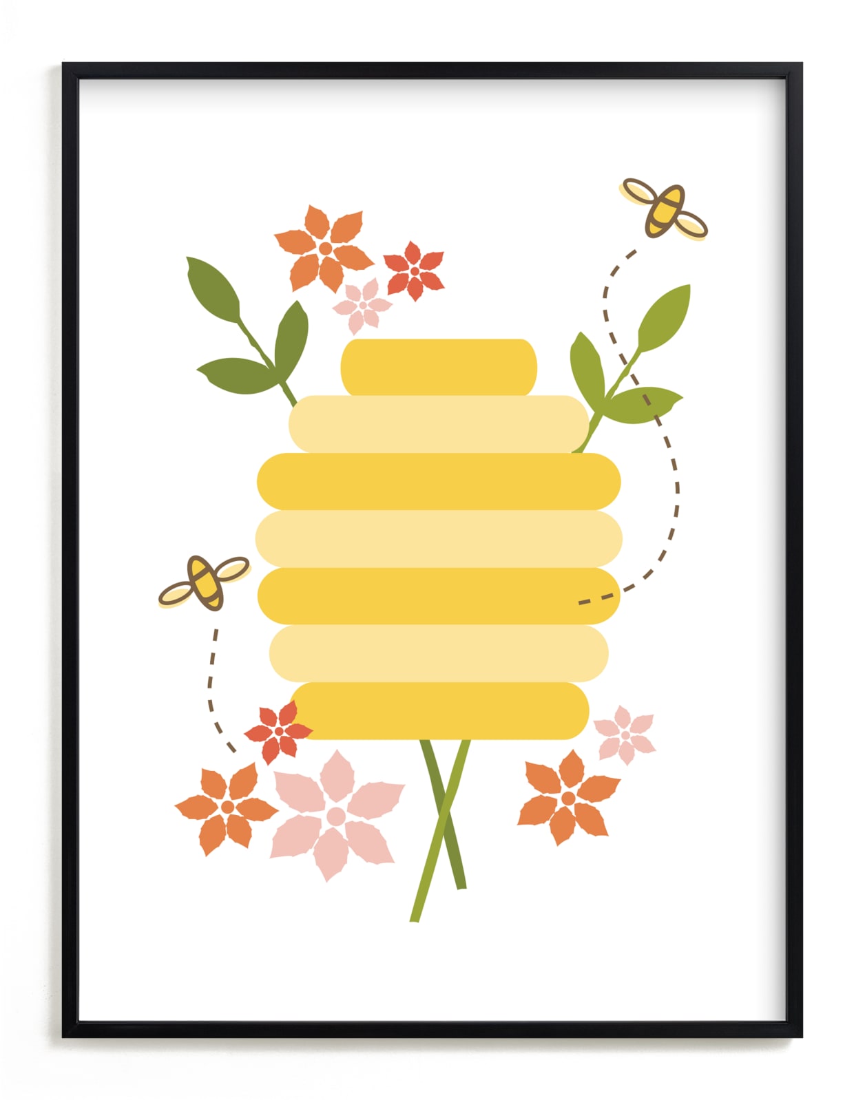"Buzzing Beehive" - Art Print by Katie Wahn in beautiful frame options and a variety of sizes.