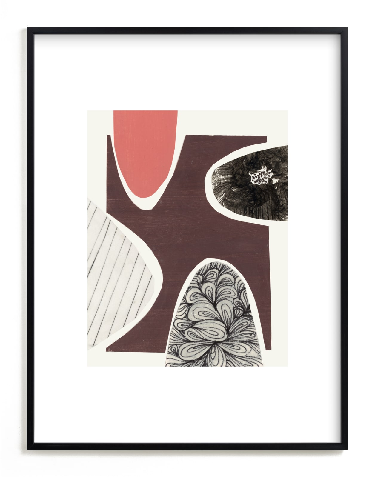 "Concavities" - Art Print in Burgundy by Bethania Lima - Framed