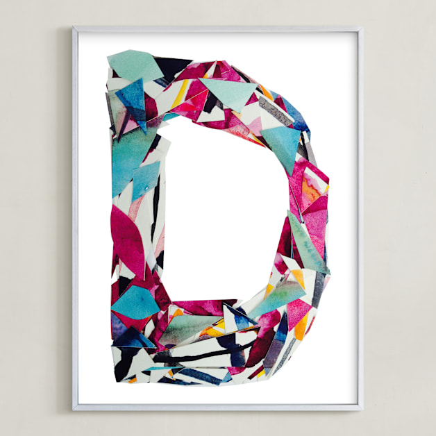 "Collage letter D" - Art Print in Deep pink by Kiana Lee - Framed