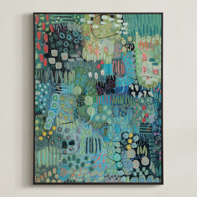 "It's A Blue Day" - Art Print in Turquoise by Pamela Tucker Herz - Framed Canvas