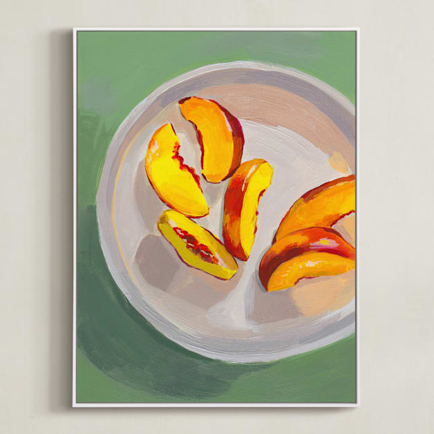 "Peaches" - Art Print in Jade by Patrice Horvath - Framed Canvas