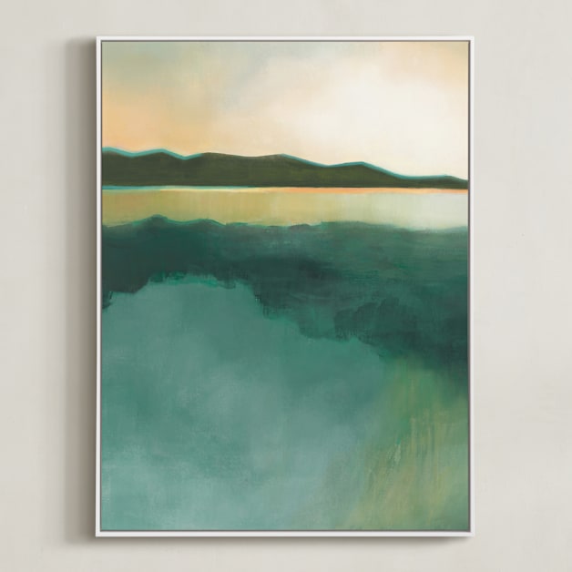 "Tranquil Harbor" - Art Print in Tranquil Green by AlisonJerry - Framed Canvas